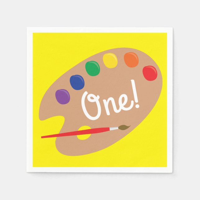 Art Paint Palette Cute Kid's Birthday Party Napkins (Front)