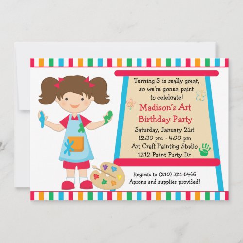 Art Paint Party Birthday Invitations