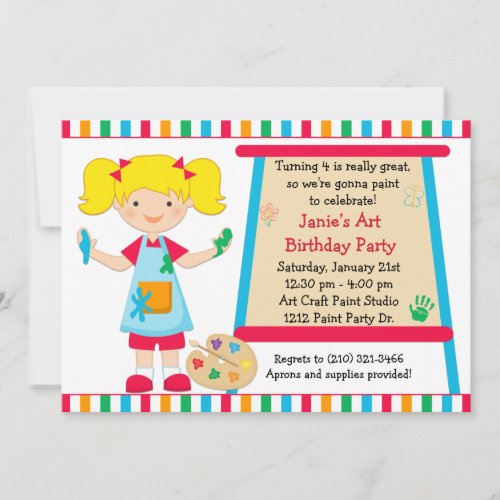 Art Paint Party Birthday Invitation