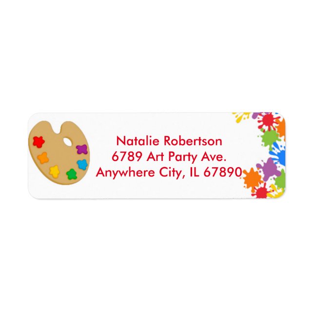 Art Paint Splash Birthday Party Address Labels (Front)