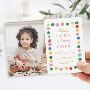 Art Painting 7th Birthday Party Photo Invitation