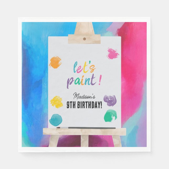 Art Painting Artist Paint Birthday Theme Napkins (Front)