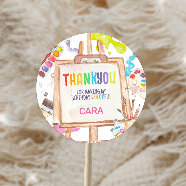 Art Painting Birthday Party Classic Round Sticker (Art Painting Birthday Party Sticker
)