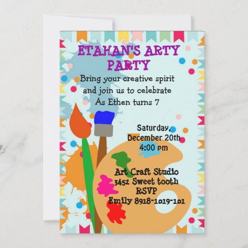 art painting birthday party invitation