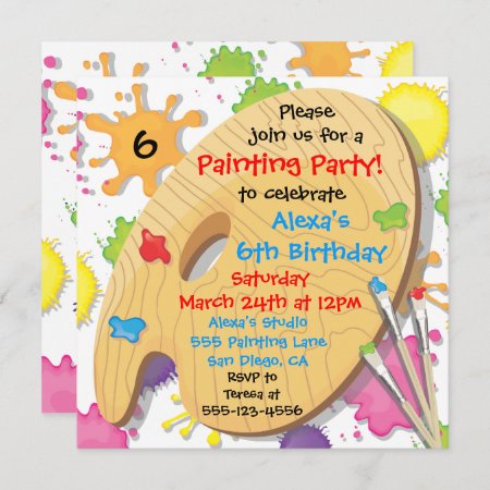 Art Painting Birthday Party Invitations