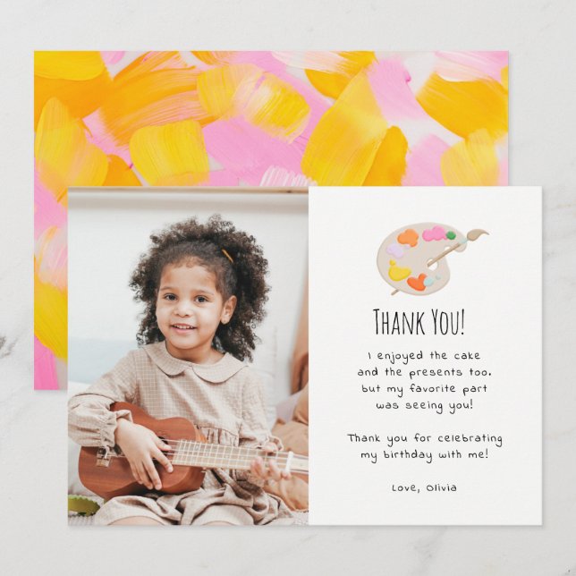 Art Painting Birthday Party Thank You Photo Invitation (Front/Back)