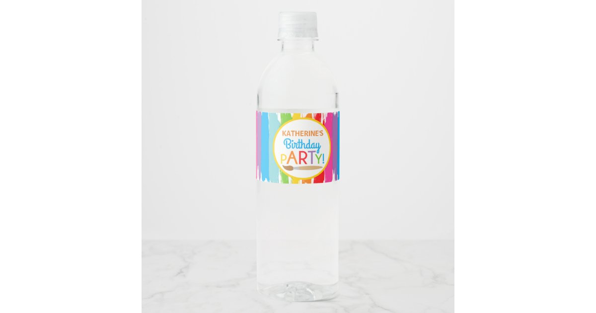 Art Party Water Bottle Labels for a Girl