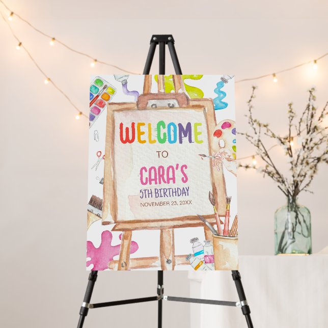 Art Painting Birthday Party Welcome Sign (In Situ (Stand))