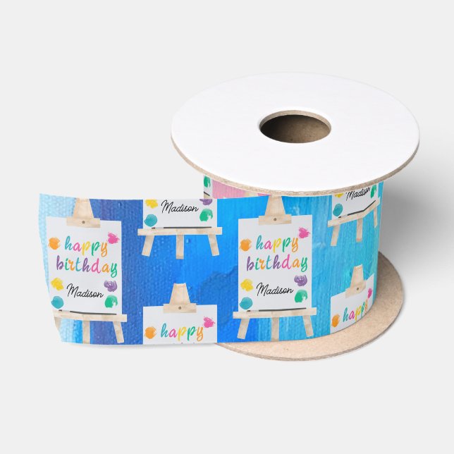 Art Painting Craft Artist Paint Birthday Theme Satin Ribbon (Spool)