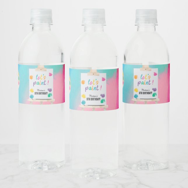 Art Painting Craft Artist Paint Birthday Theme Water Bottle Label (Bottles)