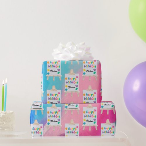 Art Painting Craft Artist Paint Birthday Theme Wrapping Paper