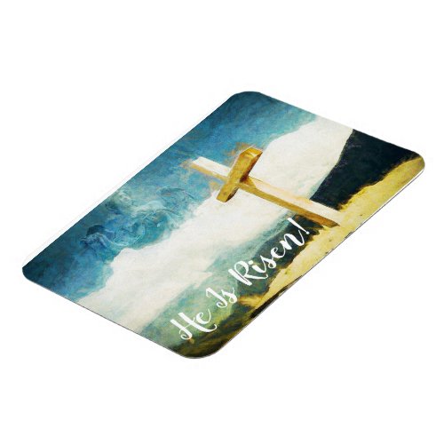 Art Painting Cross He Is Risen Easter Magnet