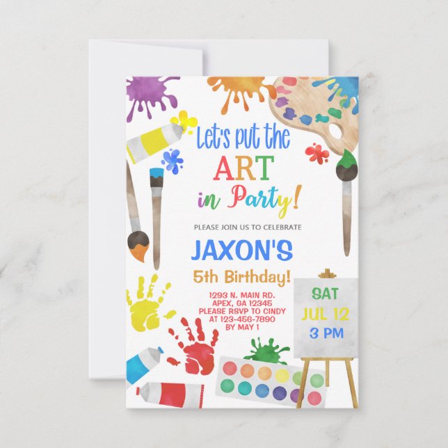 Art painting drawing boy birthday invitation. invitation (Front)