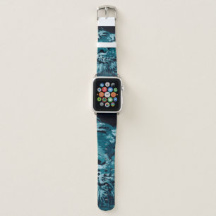 Art painting Fine art Oil color cute tiger in dark Apple Watch Band