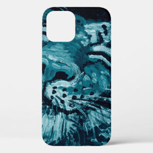 Art painting Fine art Oil color cute tiger in dark iPhone 12 Case