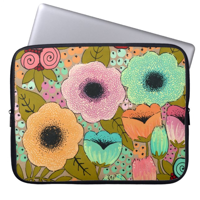 Art Painting Flowers Wetsuit Material Laptop Sleeve (Front)
