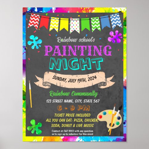 Art painting fundraiser event template poster