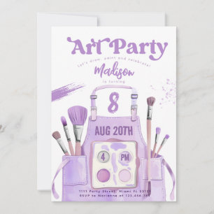 Art Painting Girl Purple Birthday Party Invitation