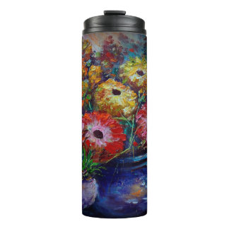 Art painting Hand drawn Oil color Colorful Flowers Thermal Tumbler