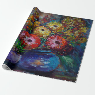 Art painting Hand drawn Oil color Colorful Flowers Wrapping Paper