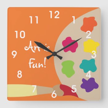 Art Painting Palette Wall Clock - Orange by DaisyPrint at Zazzle