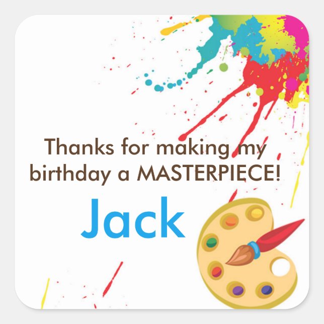 Art Painting Party favor goodie bag stickers (Front)