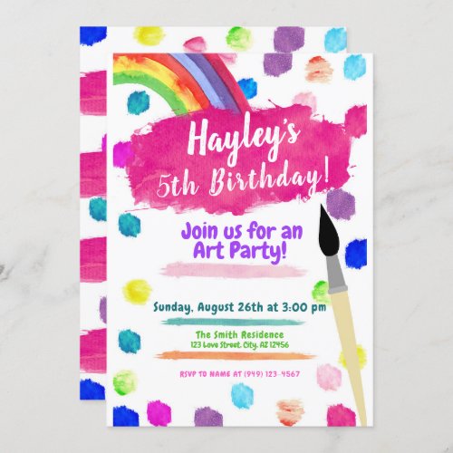Art Painting Party Watercolor Birthday Invitation