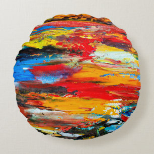 Art painting with palette knifeblack,paris,red,whi round pillow