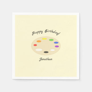 Art Palette Personalized Cream Birthday Napkins