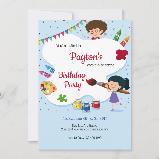 Art Party Birthday Celebration Invitation (Front)