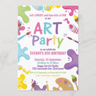 Rainbow Paints Personalised Party Invitations 