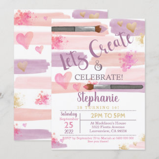 Art Party Birthday Invitation Girl Paint Party