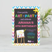 Art Party Birthday Invitation, Girl Painting Party Invitation (Standing Front)