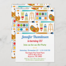 Art Party Birthday Invitation Painting Arts Crafts