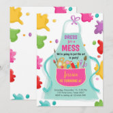open lace back dress Customizable Painting Party Invitation | Dress For A Mess Art Themed Birthday  Party Invite