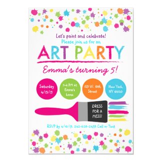 Art Party Birthday Invitations Rainbow Art Party