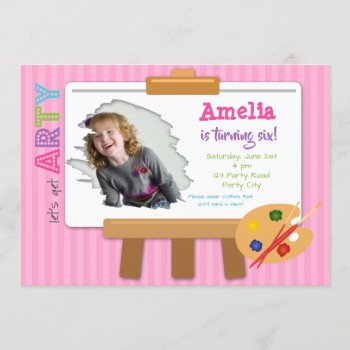 Art Party Birthday Invitations With Photo (girl) by CallaChic at Zazzle