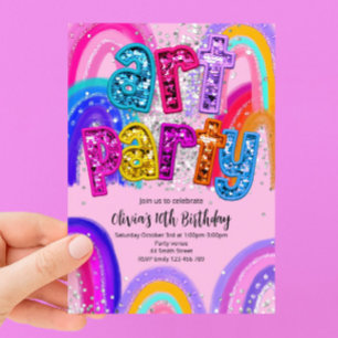 Art Party Birthday Painting Party Invitation