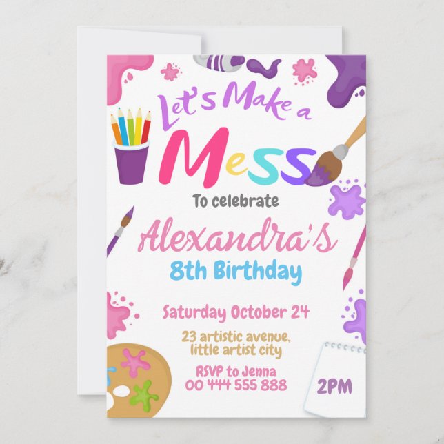 Art Party Birthday Party - Craft Birthday Invitation (Front)