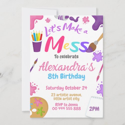 Art Party Birthday Party _ Craft Birthday Invitation