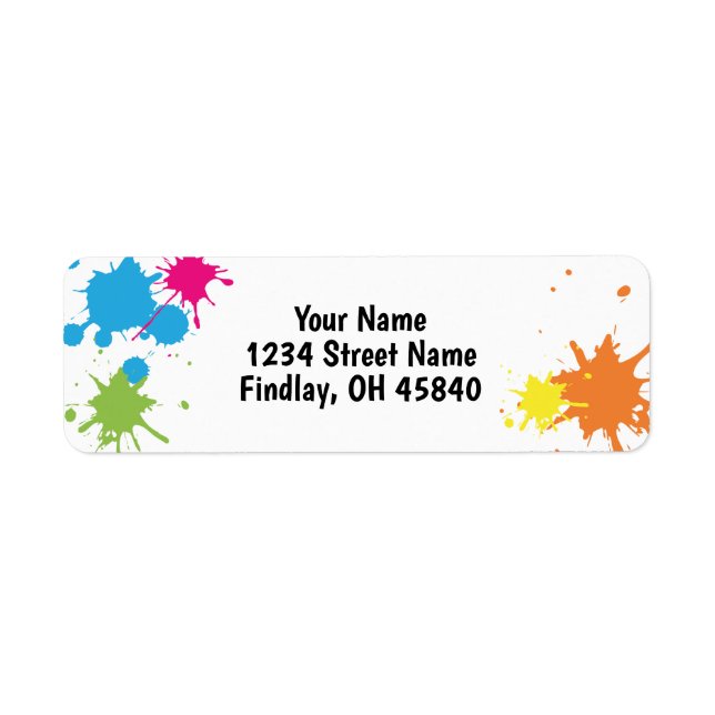 Art Party Colorful Paint Birthday Address Label (Front)