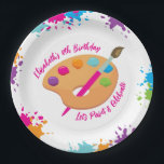 Art Party Craft Painting Girly Birthday Party Paper Plates<br><div class="desc">A cute art paint girl's birthday party paper plate. Personalize it with your name and information.</div>