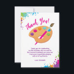 Art Party Craft Painting Girly Birthday Party Thank You Card<br><div class="desc">A cute art paint girl's birthday party thank you card. Personalize it with your information.</div>