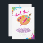 Art Party Craft Painting Girly Birthday Party Thank You Card<br><div class="desc">A cute art paint girl's birthday party thank you card. Personalize it with your information.</div>