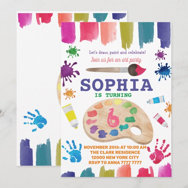 open lace back dress Colorful Painting Birthday Party Invitations with Envelopes Set of 20 Dress  for a Mess Art Painting Birthday Party Invites Fill in Blank : Amazon.sg:  Office Products