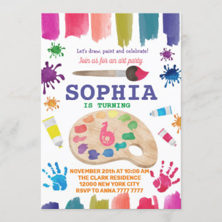 Art Party Dress For A Mess Painting Birthday Invitation