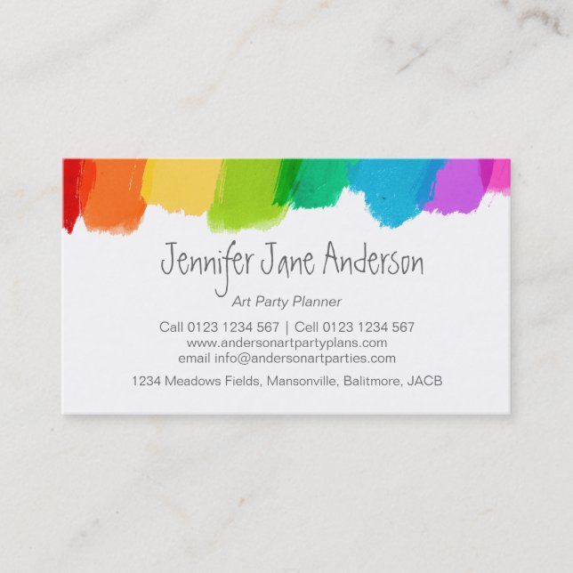 Art party events planning business cards (Front)
