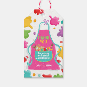 Art Party Favor Tags Craft Birthday Painting Girl 