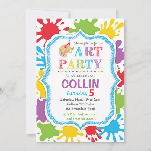 Art Party Invitation / Art Party Birthday Invite