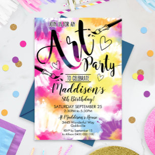 Art Party Invitation Tie Dye Art Party